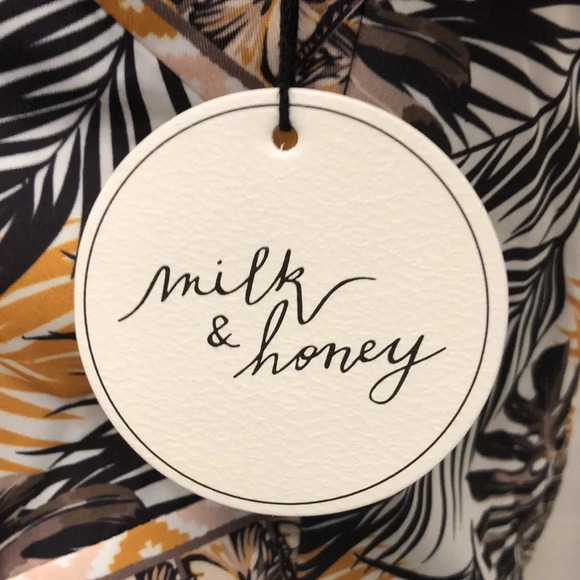 NEW with Tag Milk & Honey Black & Gold Palm Leaves Halter Crop Top | Sz Large - Picture 7 of 8